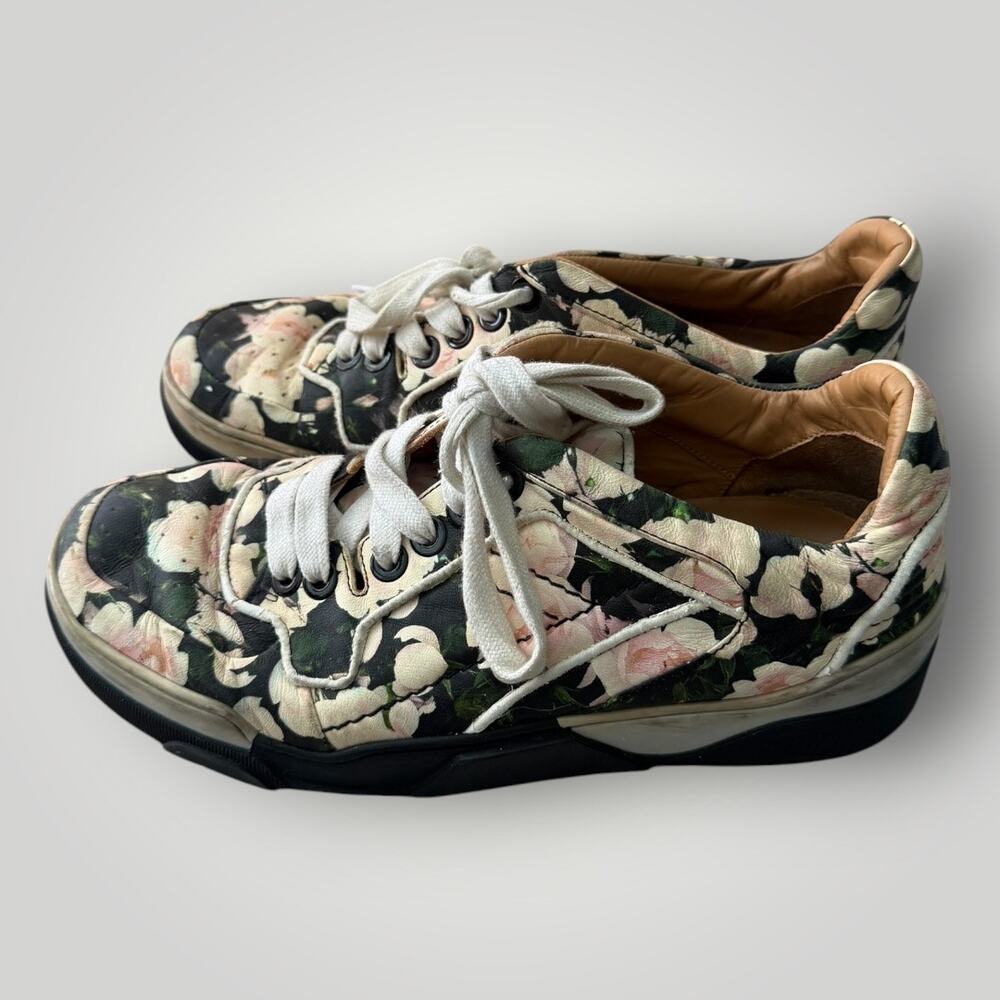 Givenchy Tyson Floral Print Leather Low Top Sneakers Men’s EU 41 US 8 Black Pink